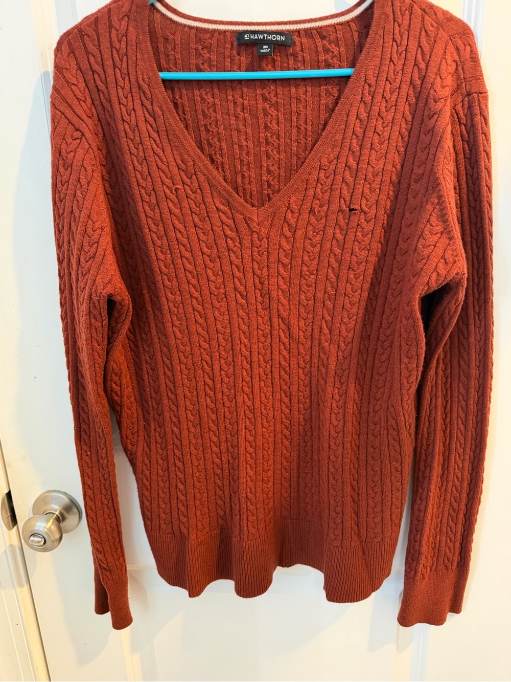 41 Hawthorn Rust Cable-Knit V-Neck Sweater